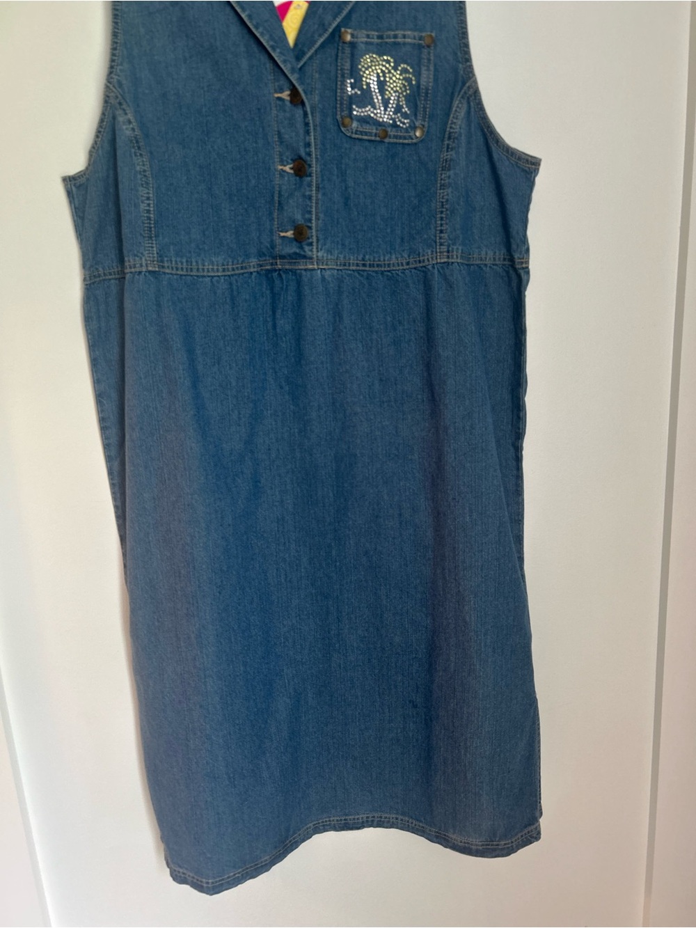 Quacker Factory Denim Sleeveless Button Front Dress with Changeable Pocket NWT - Picture 3 of 13
